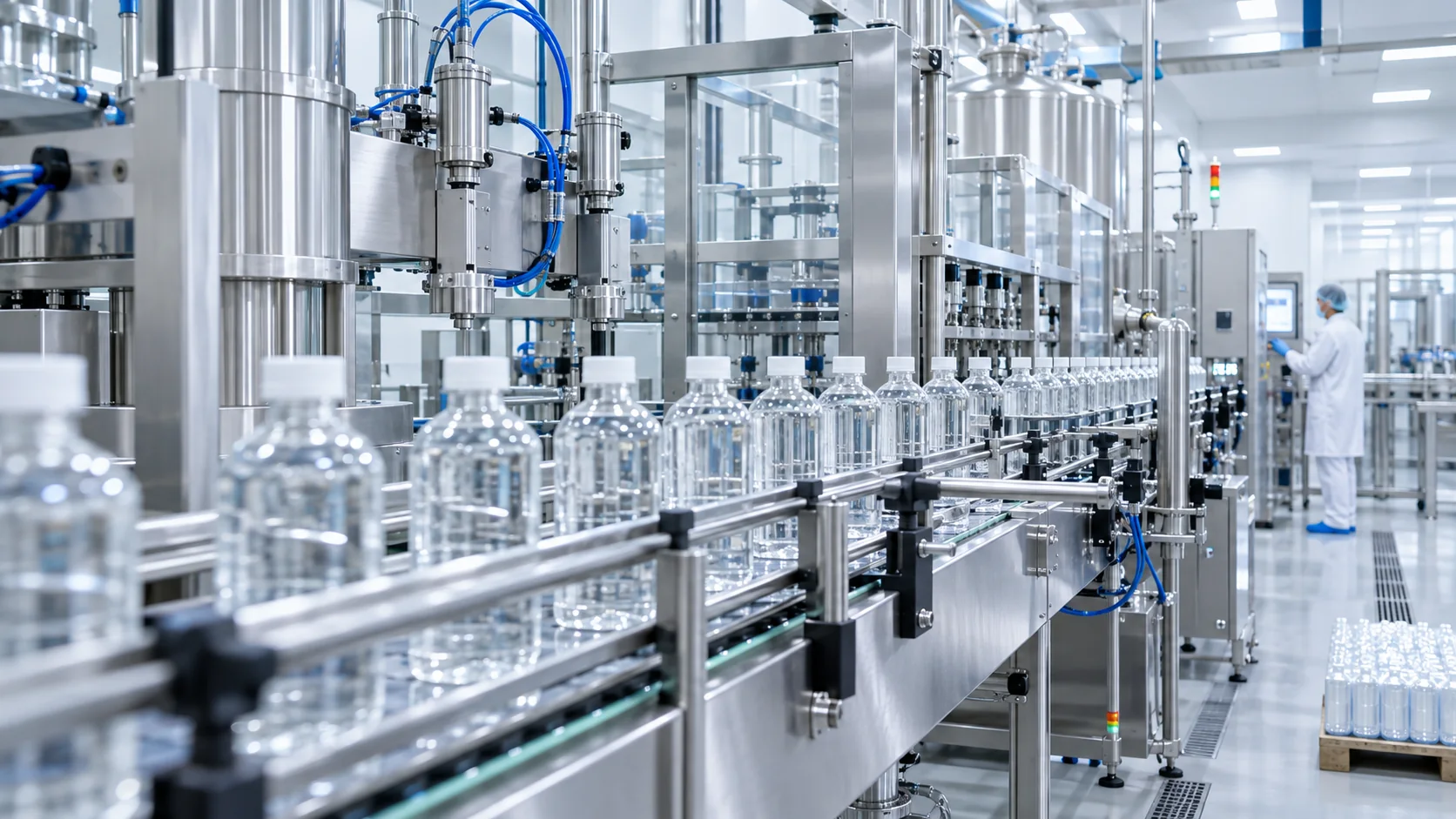 Linea di imbottigliamento alimentare con aria compressa oil-free